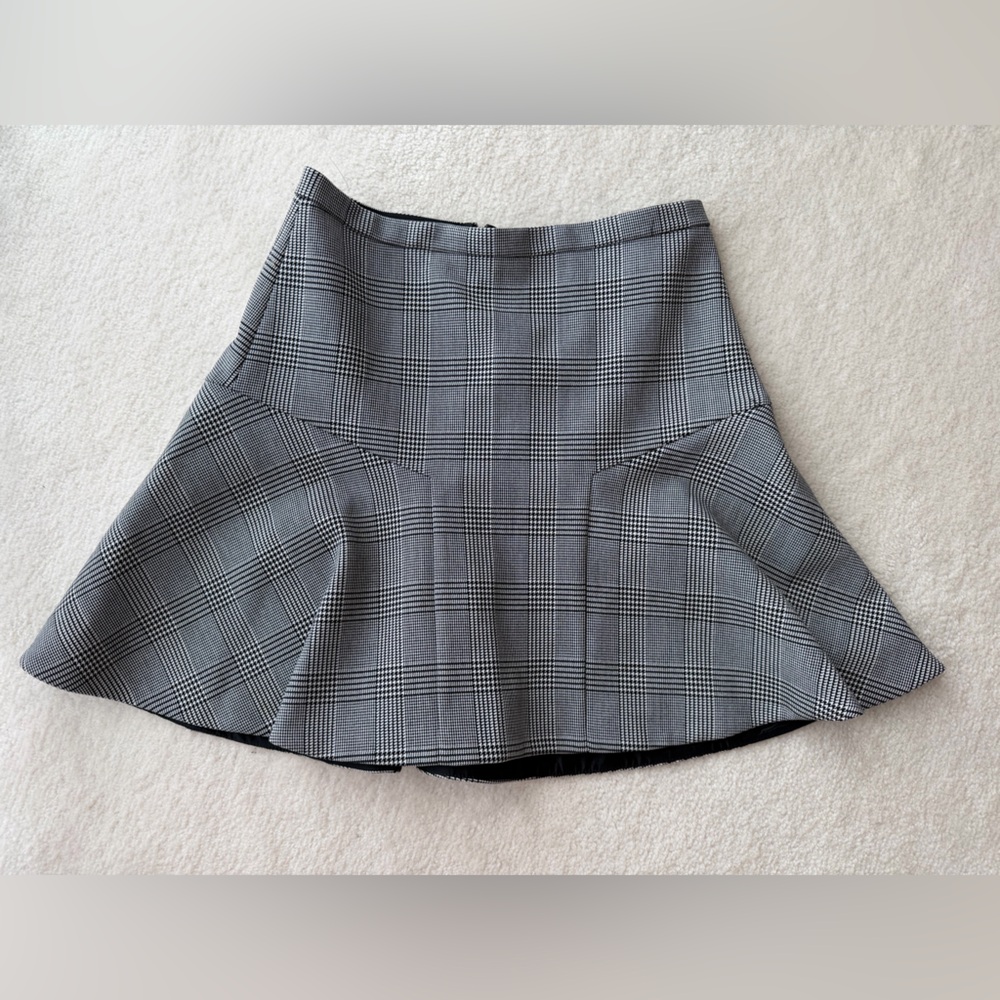 BNWOT J. Crew Black and Gray Plaid A-Line Skirt